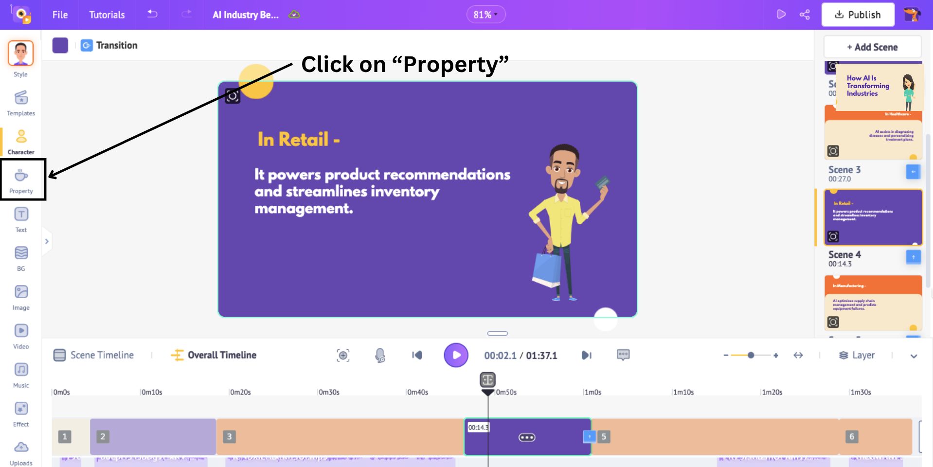 adding property to the animated video