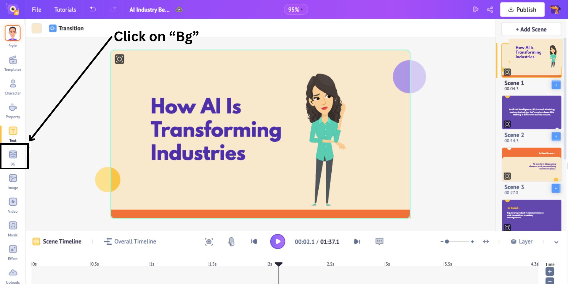 adding background to the generated animated video