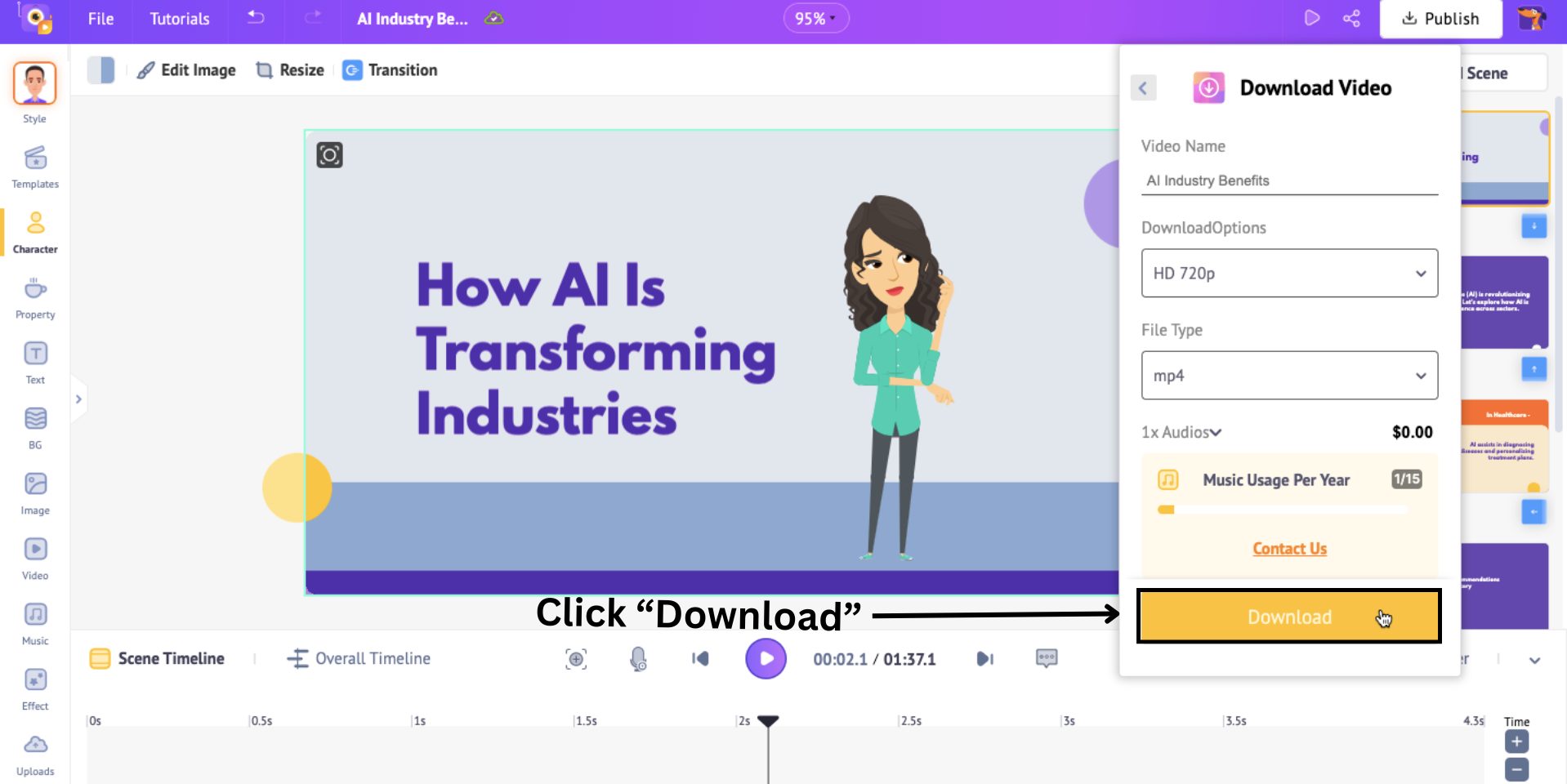 Download animated video after editing 